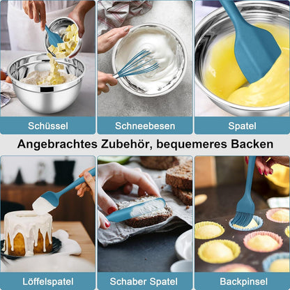 Herogo Edelstahl Salatschüssel Set 5er Stapelbar Küchenwerkzeuge