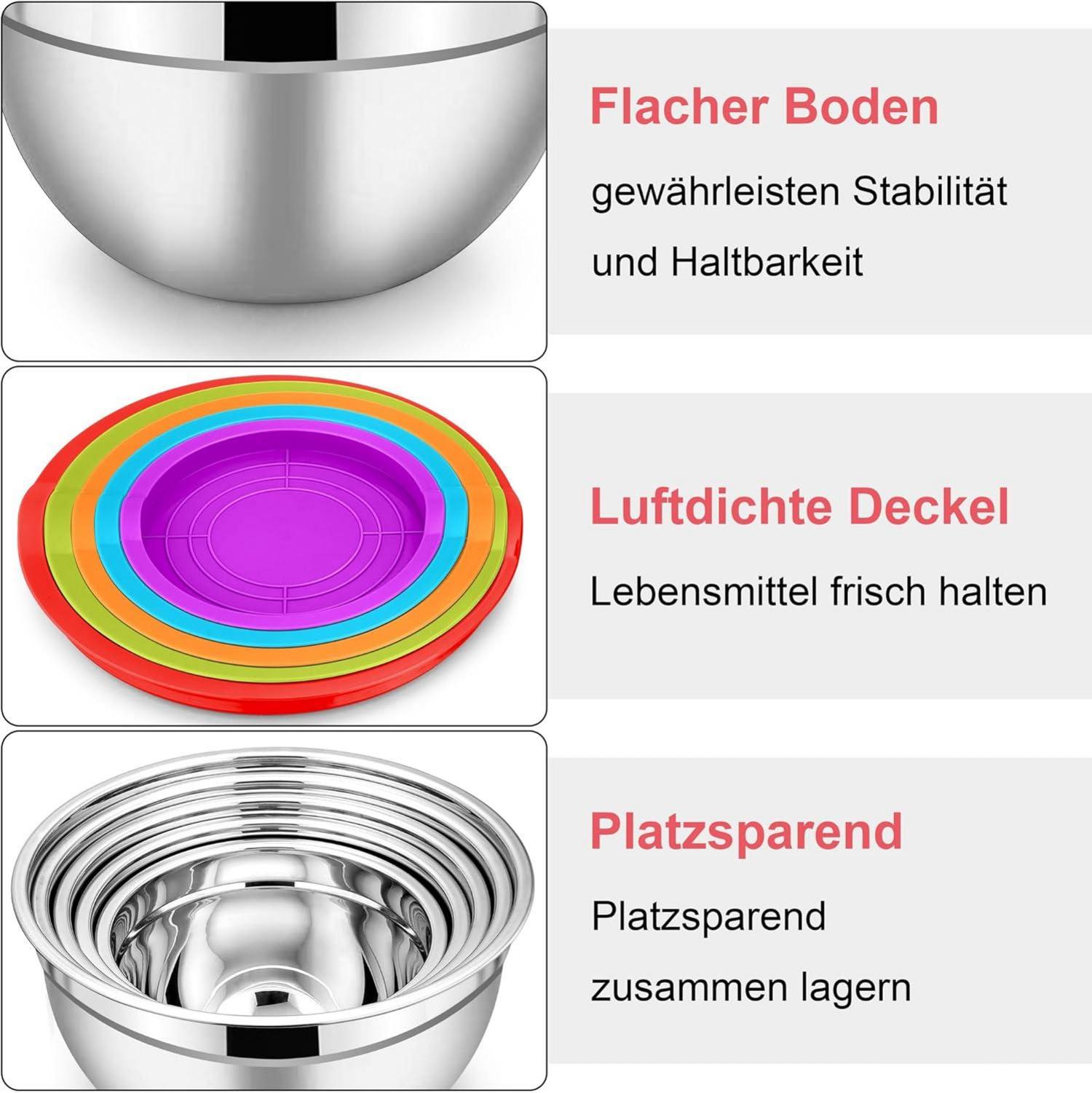Edelstahl Salatschüssel Set 5-teilig