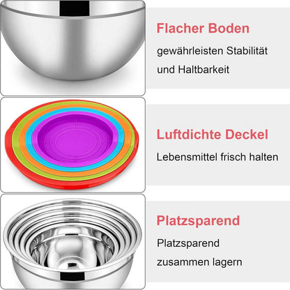 Edelstahl Salatschüssel Set 5-teilig