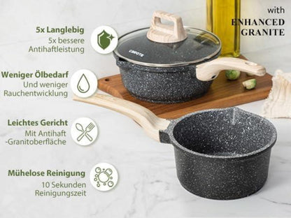 16 cm Stieltopf mit Deckel Antihaft-Kochtopf kühler Griff Ausgießer