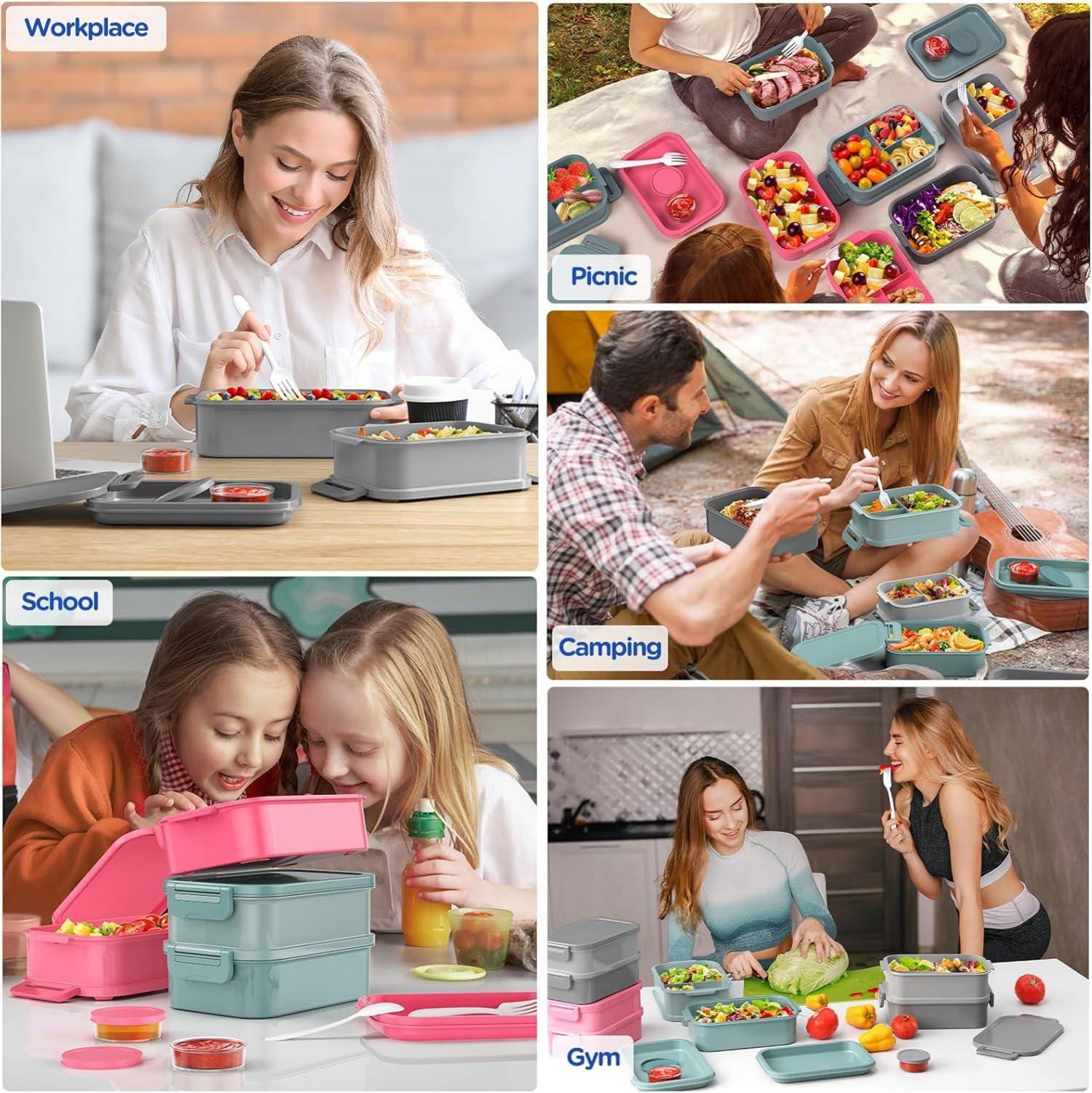 WayEee Lunchbox 2130ml Groß Volumen Bento Box Auslaufsicher BPA Frei