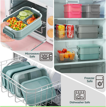 WayEee Lunchbox 2130ml Groß Volumen Bento Box Auslaufsicher BPA Frei Grün