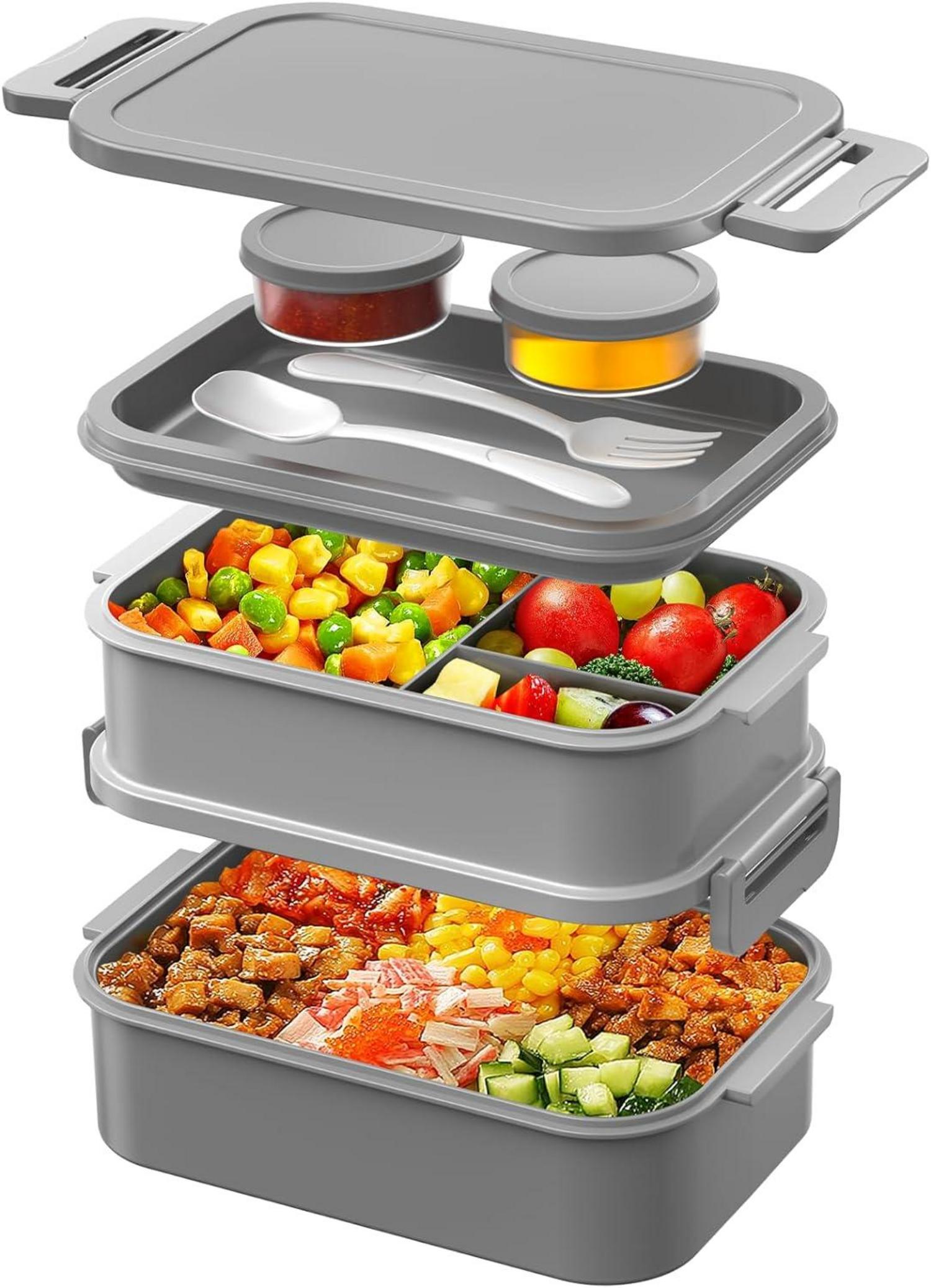 Lunchbox 2130ml Bento Box Erwachsene Auslaufsicher BPA Frei Grau