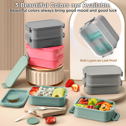 Lunchbox 2130ml Bento Box Erwachsene Auslaufsicher BPA Frei Grau