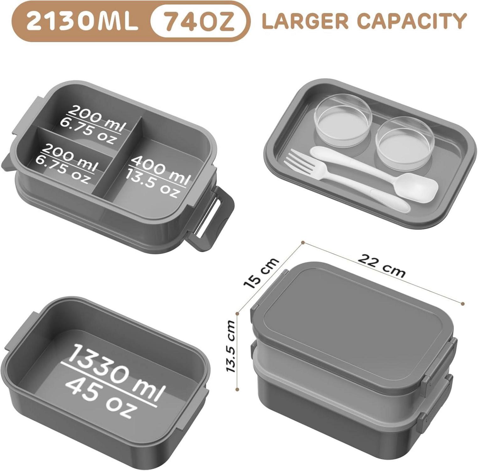Lunchbox Erwachsene 2130ml Groß Volumen Bento Box Auslaufsicher für