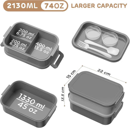 Lunchbox Erwachsene 2130ml Groß Volumen Bento Box Auslaufsicher für