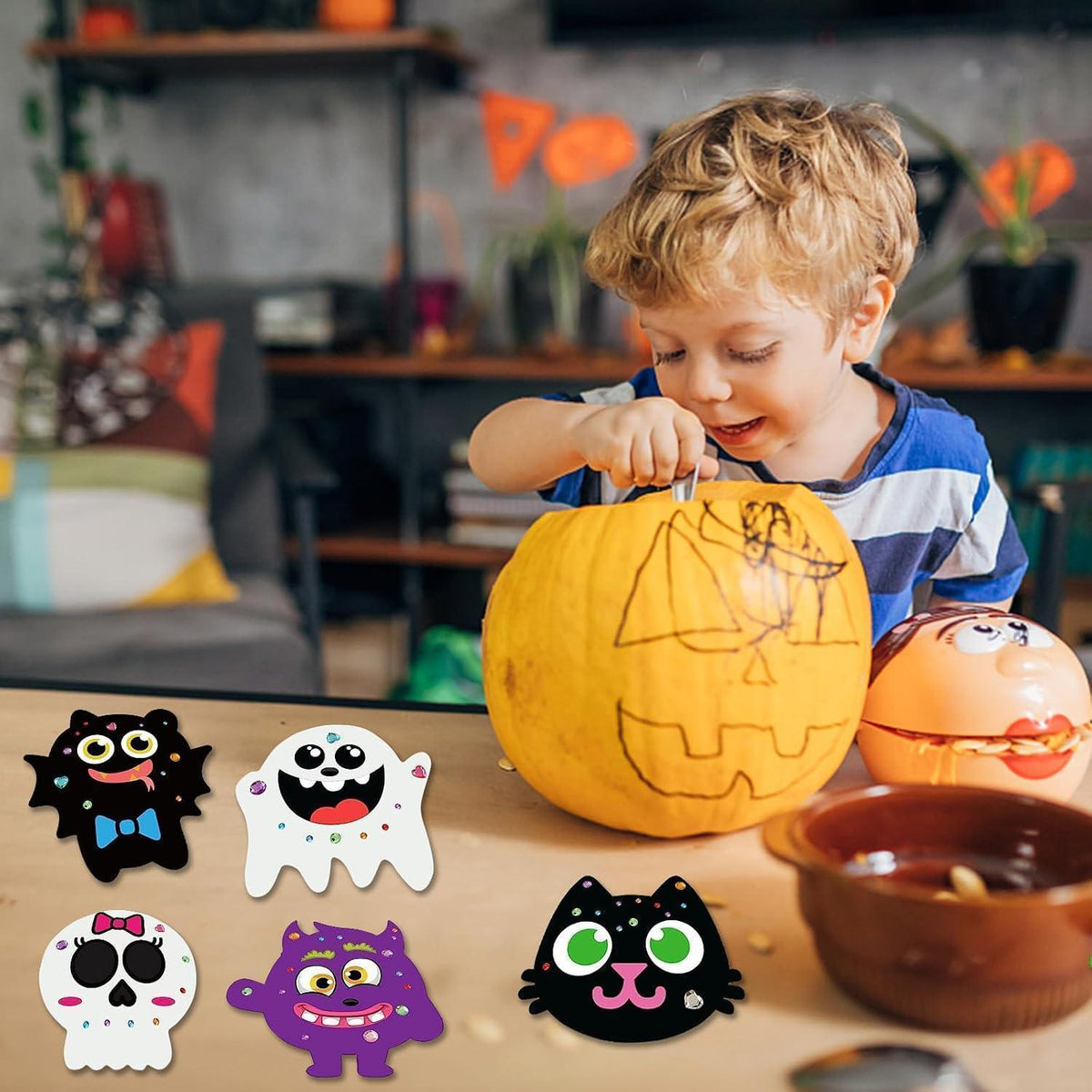 Halloween Bastelset Kinder – Kürbis & Halloween Deko DIY