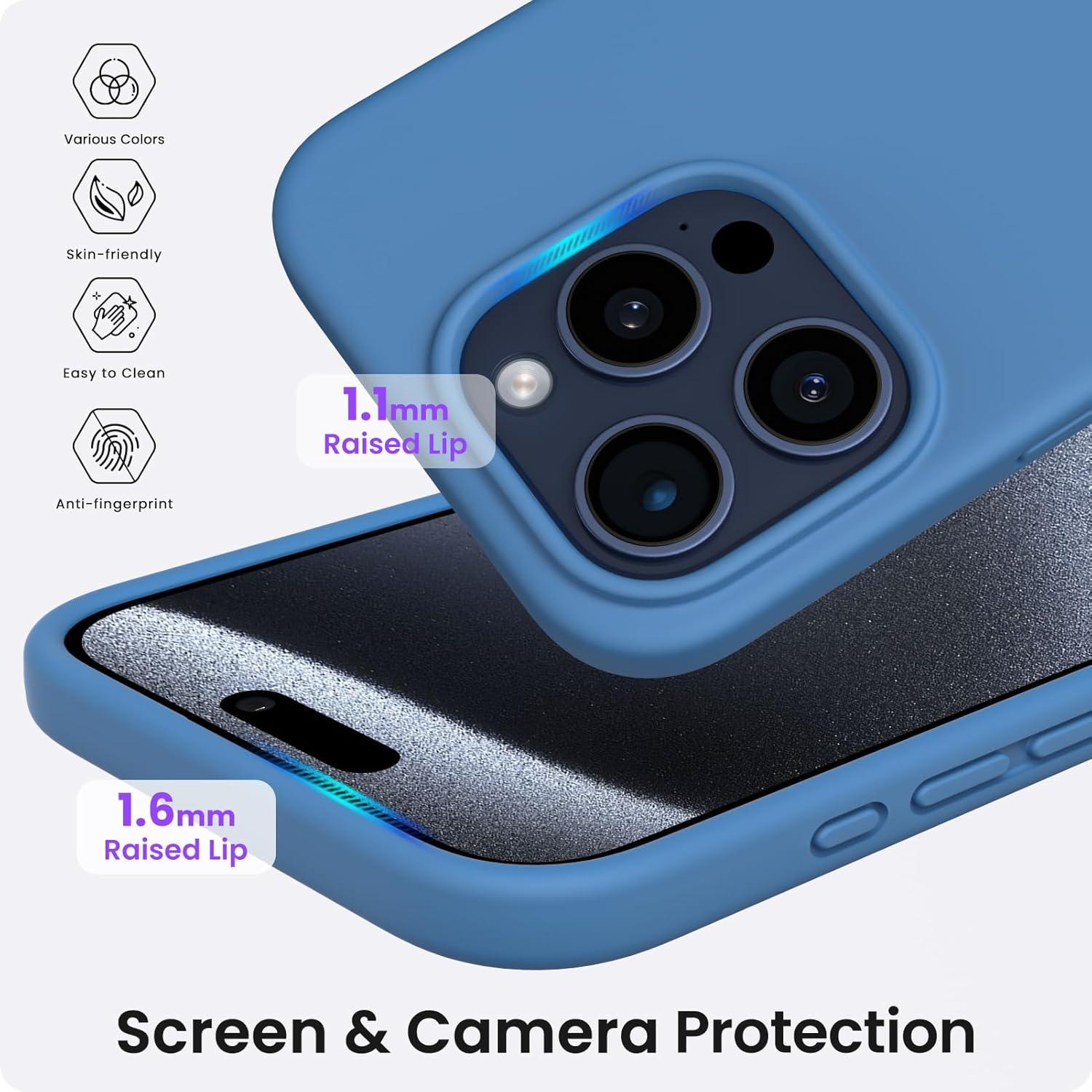 Magnetische Silikon Hülle iPhone 15 Pro Max 6.7 Zoll Stoßfest - Blau