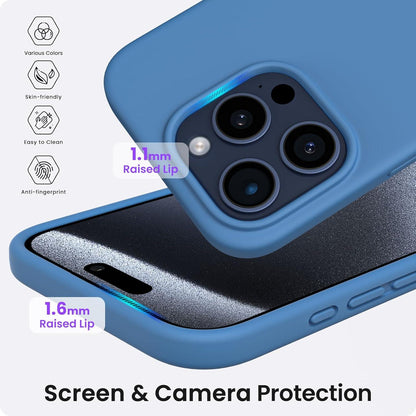 Magnetische Silikon Hülle iPhone 15 Pro Max 6.7 Zoll Stoßfest - Blau