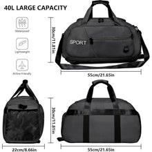 Wasserdichte Sporttasche 40L Rucksack Schuhfach Schwarz