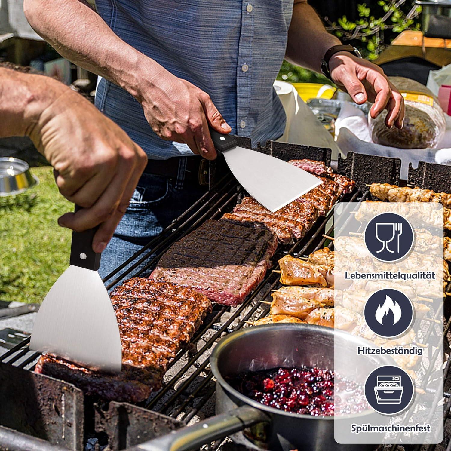 Grillspachtel Set Edelstahl ABS-Kunststoffgriff 2 Stück für BBQ Küche Reinigen