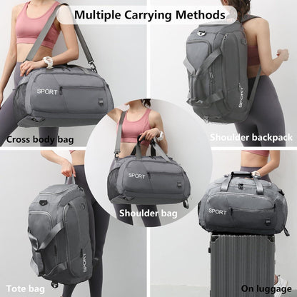 Sporttasche 40L mit Rucksackfunktion und Schuhfach Grau