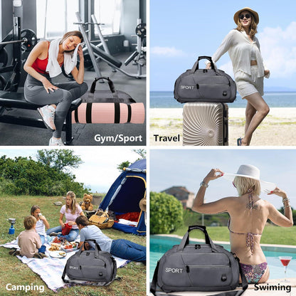 Sporttasche 40L mit Rucksackfunktion und Schuhfach Grau