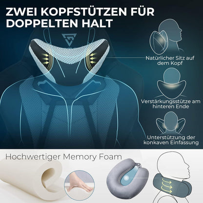 Gaming Stuhl PRO Ergonomisch Bürostuhl Fußstütze Kopfstütze & Massage