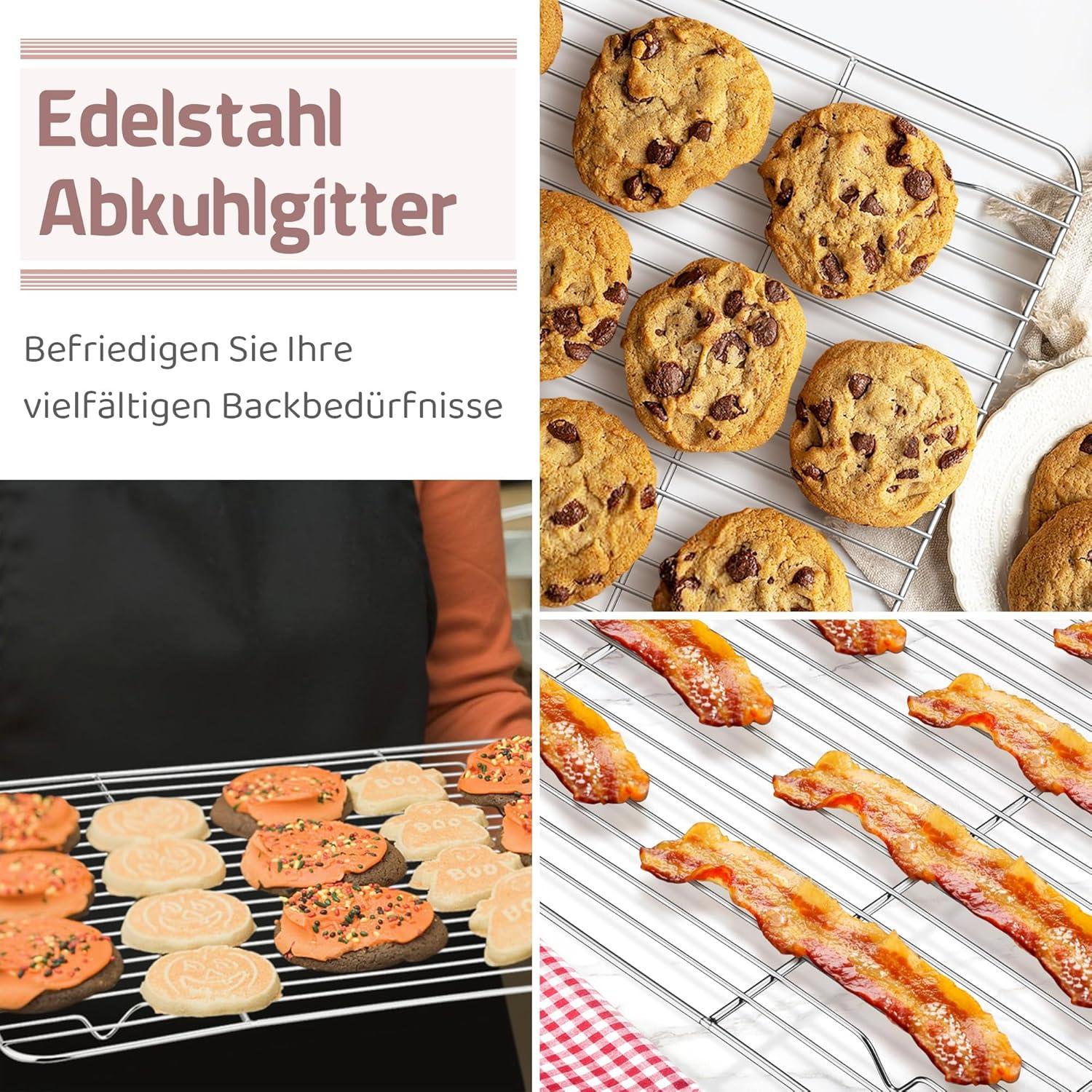 Edelstahl Kuchengitter Set 29,5x23cm - Backen Kochen Grillen - Ofen