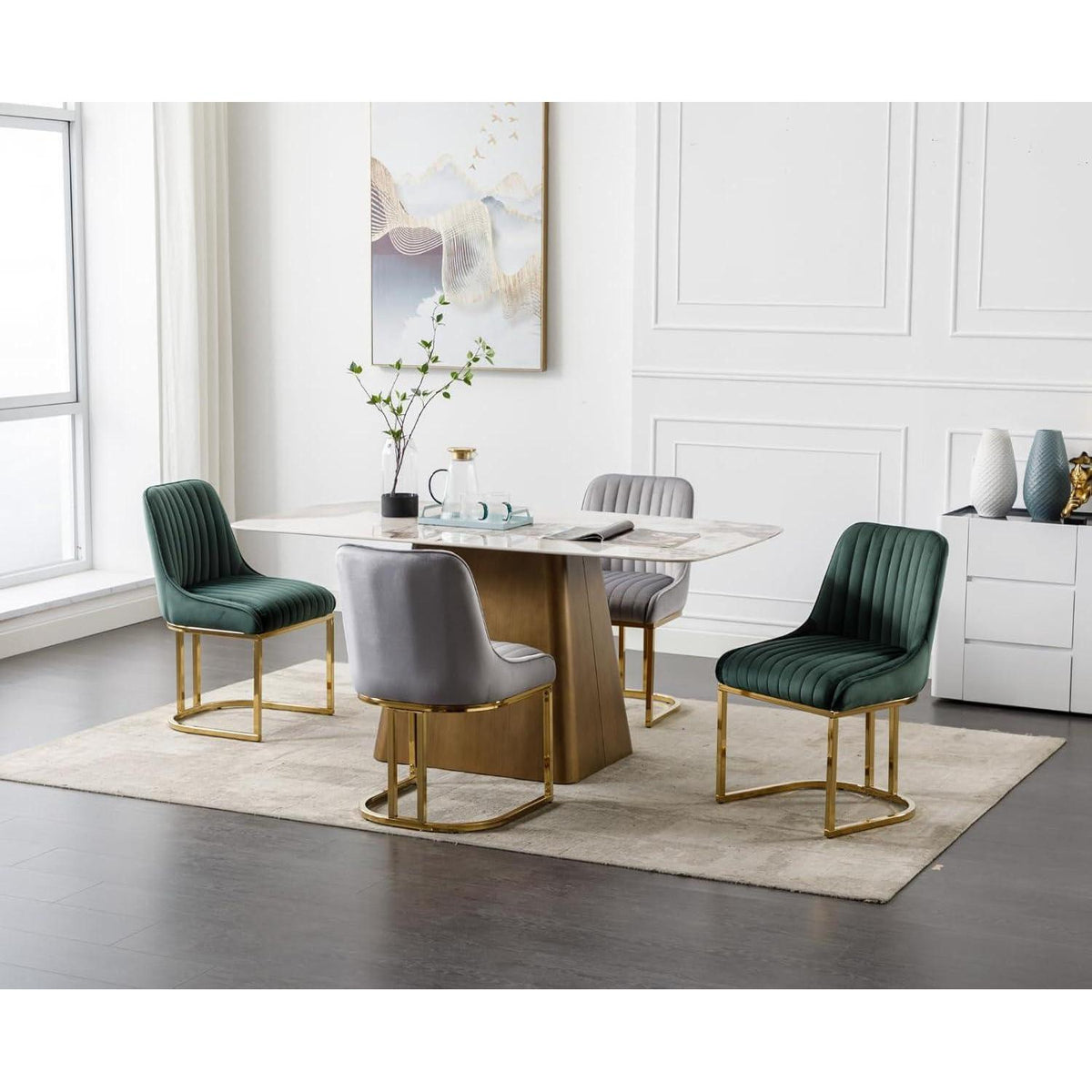 Esszimmerstühle 2er Set Samt Grau – Modern & Komfortabel