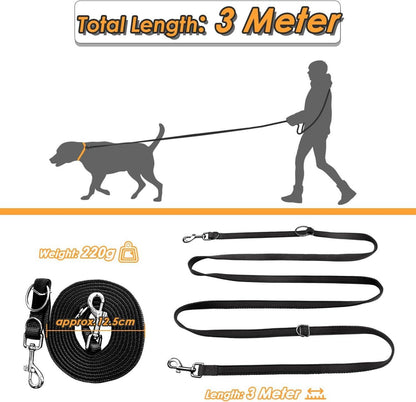 PETCOOZ Hundeleine Verstellbare Schleppleine mit Karabiner, Führleine Doppelleine für Hunde