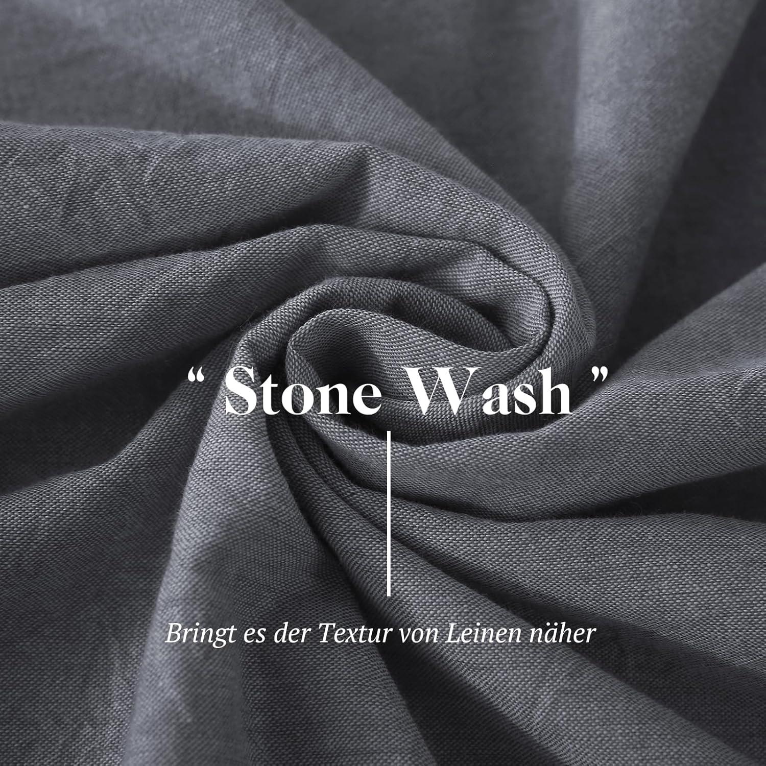 SOULFUL Bettwäsche Set 220x240 Baumwolle dunkelgrau2 Stone Washed