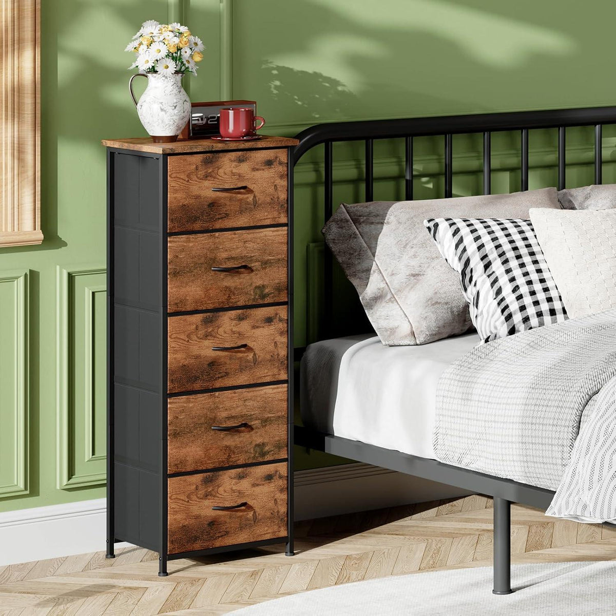 Somdot Kommode mit 5 Stoffschubladen – Schlafzimmer & Wohnzimmer