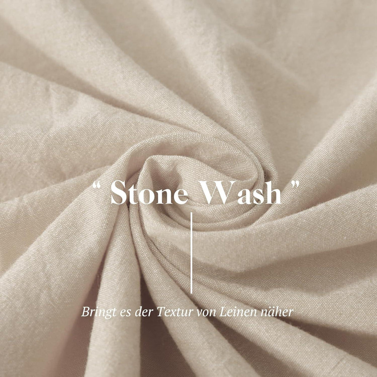 SOULFUL Bettwäsche 135x200 Baumwolle Beige 2tlg. Stone Washed Leinen-Look