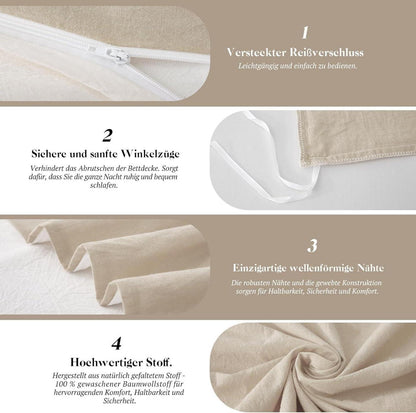 Bettwäsche Set 135x200 Baumwolle Kamel Beige Stone