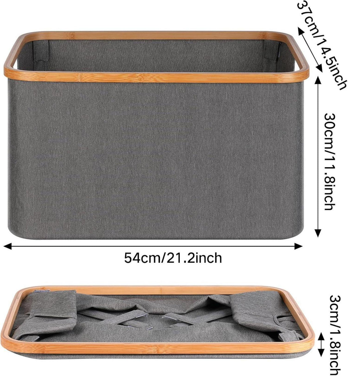 Faltbarer Bambus Wäschekorb 60L Aufbewahrung Laundry Basket