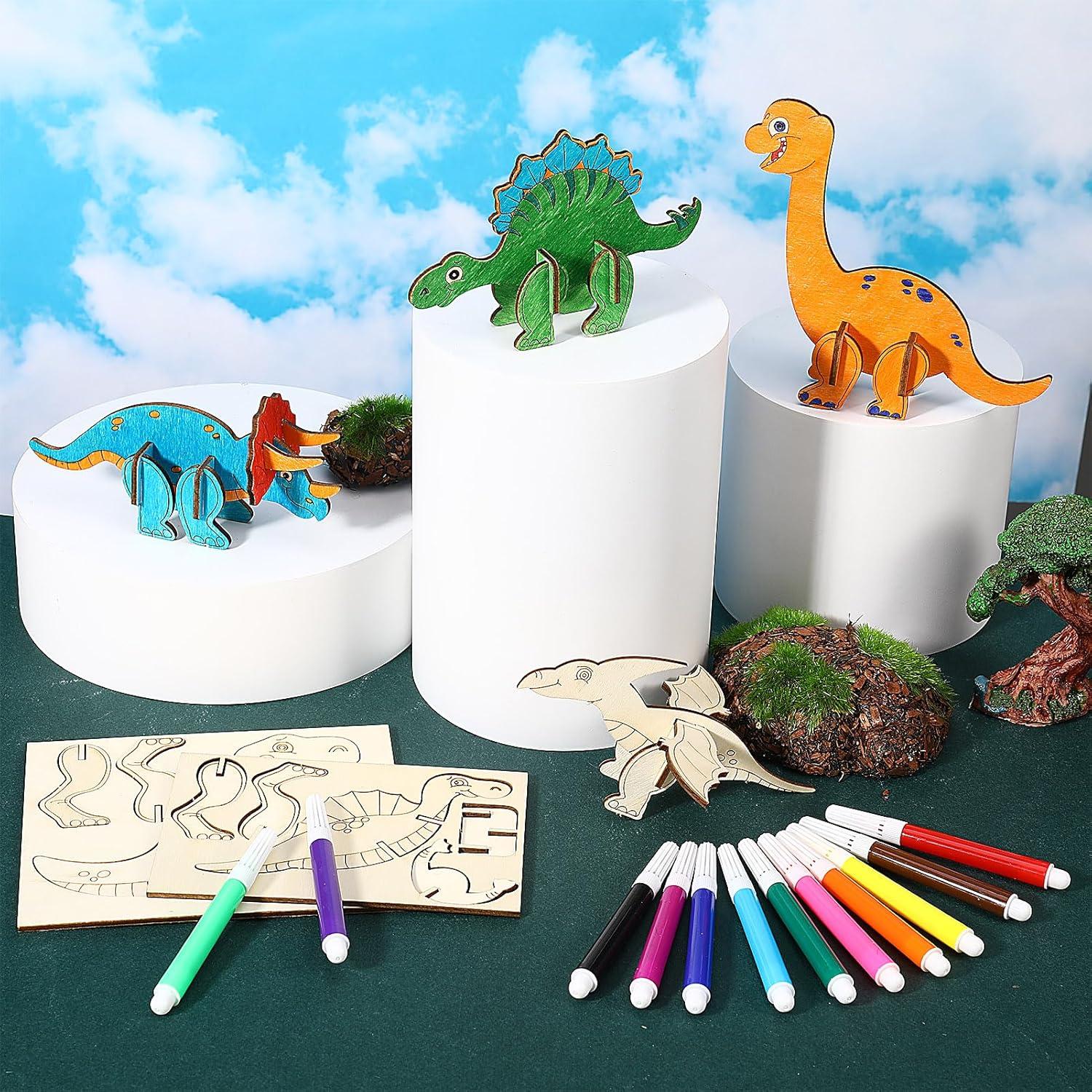 Dinosaurier Holz Bastelset für Kinder 24-teilig DIY Drachen Geburtstag