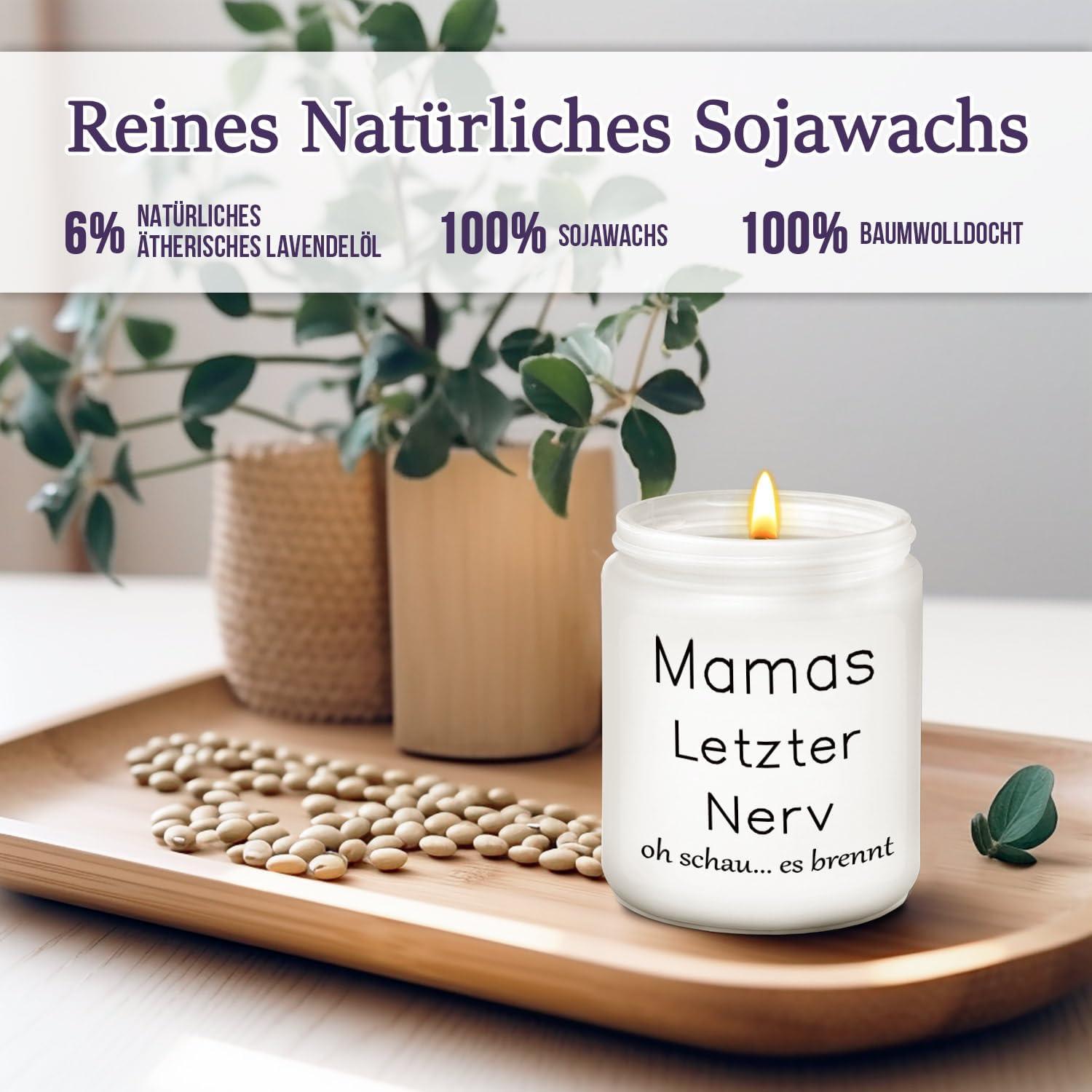 Lavendel Duftkerze Mama Geschenk 200g Sojawachs 50 Std Brenndauer