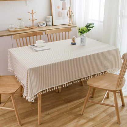 Leinenoptik Tischdecke abwaschbar – Beige, 140x180 cm