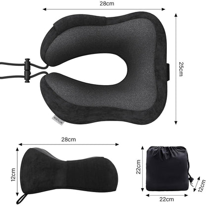 Nackenkissen Reise aus Memory Foam mit samtweichem Bezug (Schwarz)