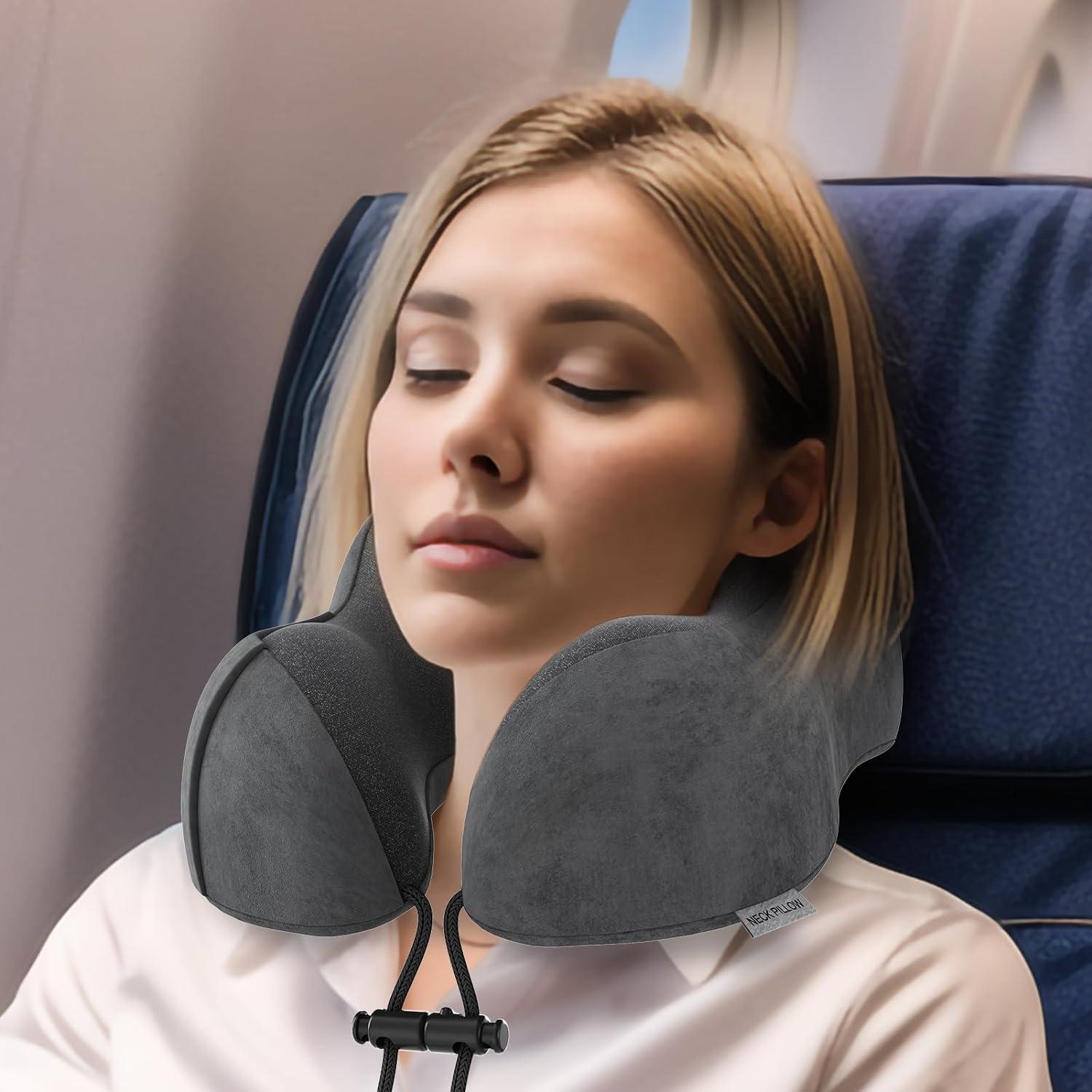 Nackenkissen Memory Foam Reisekissen Travel Pillow samtweicher Bezug