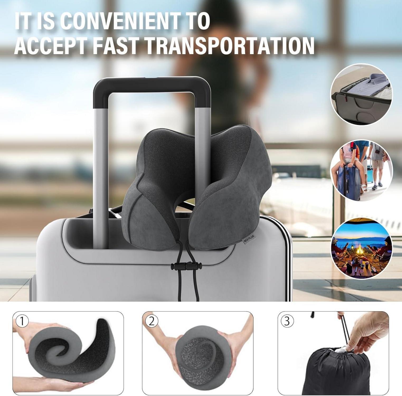 Nackenkissen Memory Foam mit waschbarem Bezug für Reisen & Zuhause