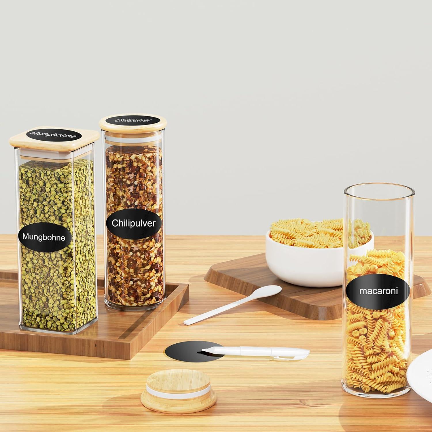 Gewürzgläser Set - 12 x 500ml, Hochwertige Glasbehälter mit