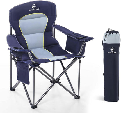 XXL Campingstuhl Klappstuhl Faltbar mit Kühltasche Getränkehalter