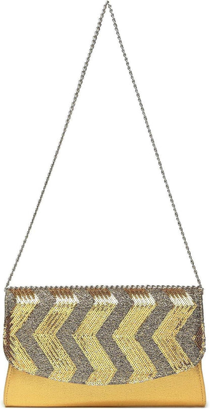 Miss Lulu Damen Clutch mit Pailletten - Vielseitige Kettentasche