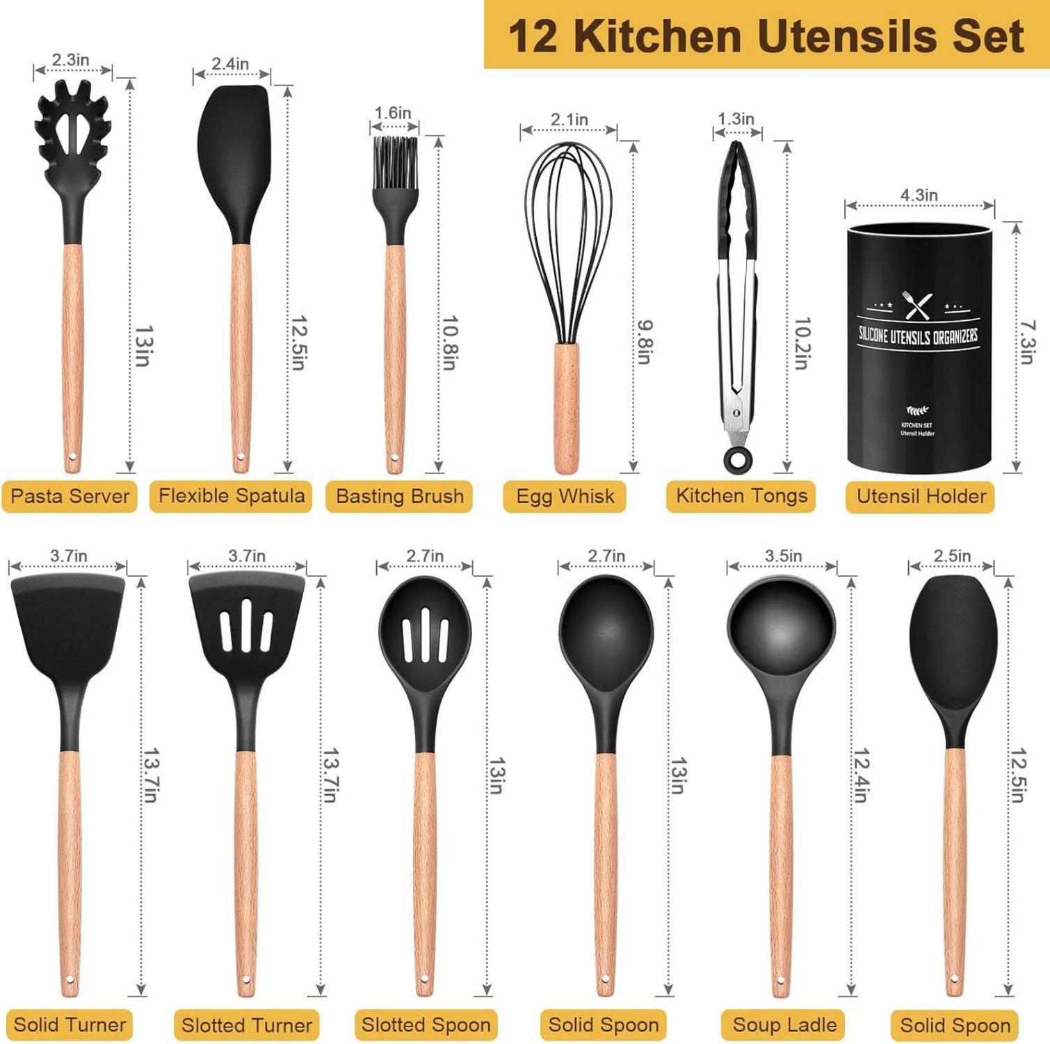 12-teiliges Silikon Küchenhelfer Set mit
