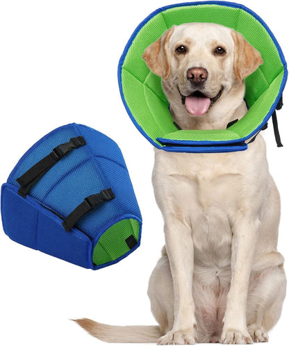 Kuoser Halskrause Hund Leckschutz Schutzkragen Einstellbar Blau L