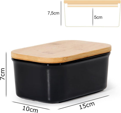 Keramik Butterdose mit Holzdeckel für 250g Butter