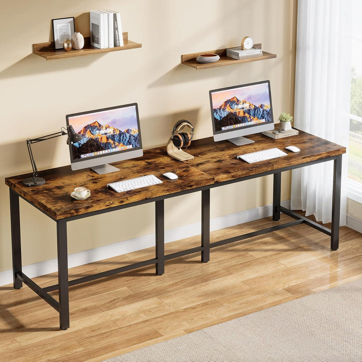 Doppelschreibtisch 200cm – Industrie-Design für Homeoffice & Arbeitszimmer