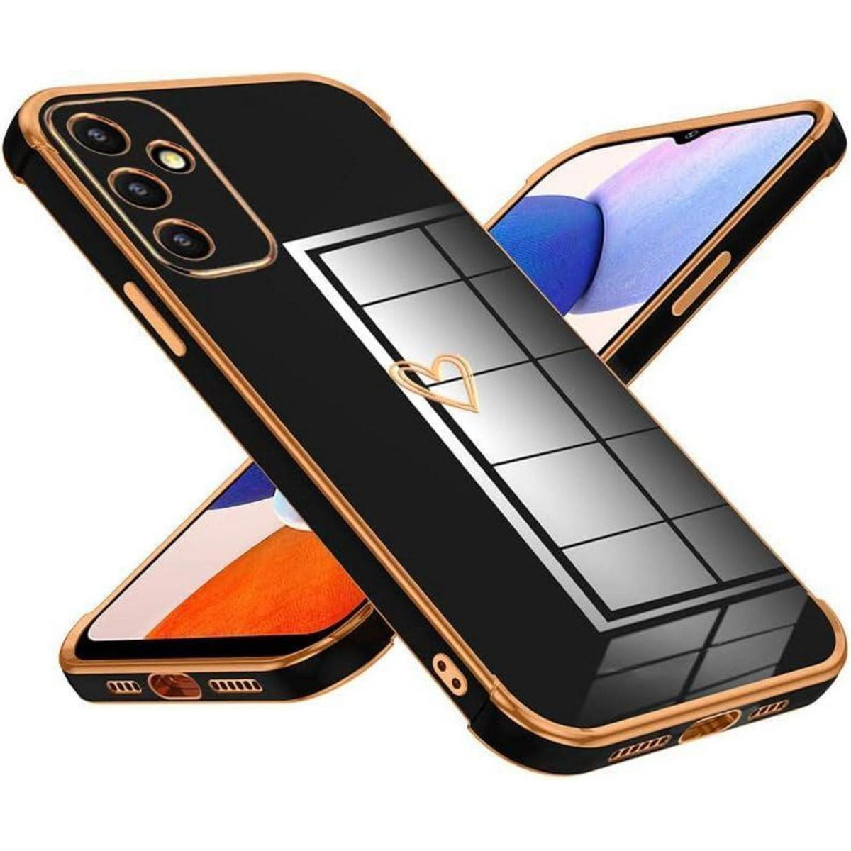 Handyhülle Samsung Galaxy S23 FE mit Herzmuster, galvanisiert, Schwarz
