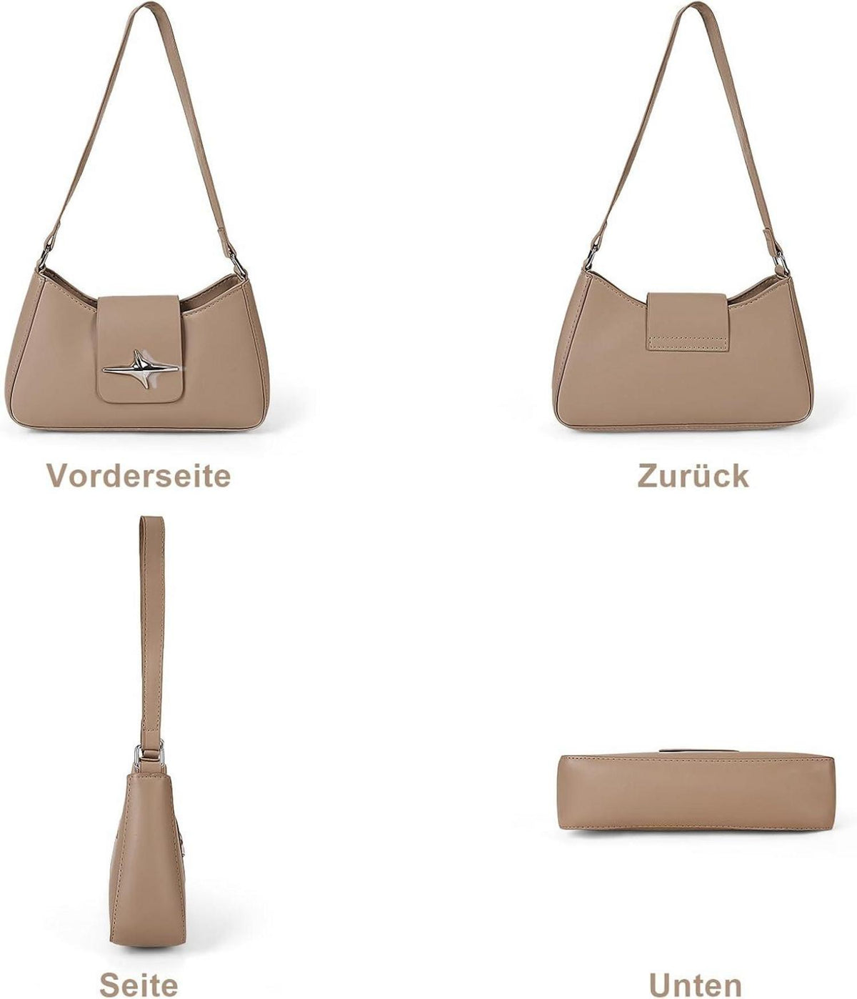 Handtasche Damen Klein Umhängetasche Leder Vintage Y2K Stil
