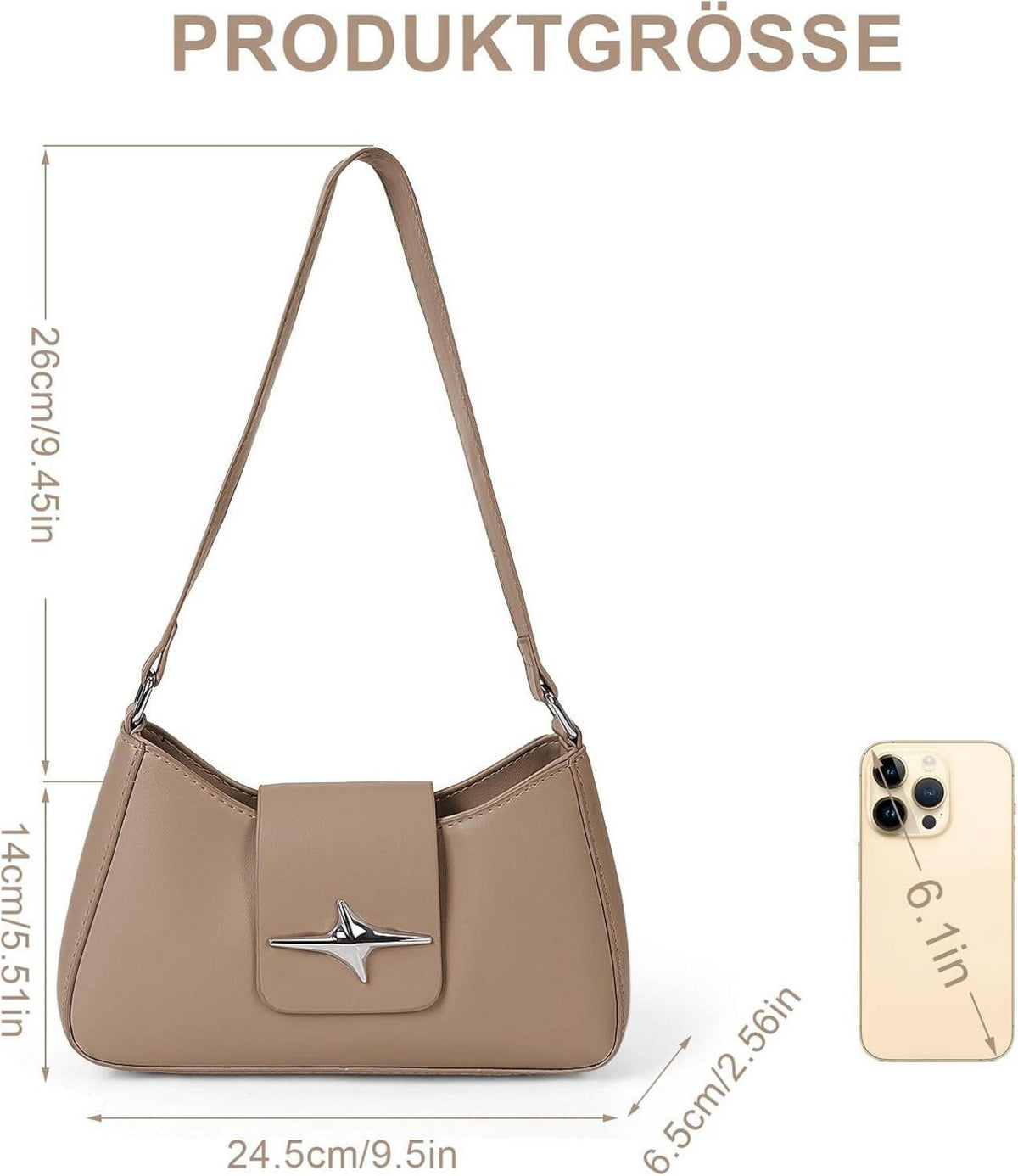 Damen Handtasche Klein Vintage Y2K Umhängetasche Leder Hobo Bag
