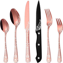 36-teiliges Besteckset Roségold für 6 Personen mit Steakmessern