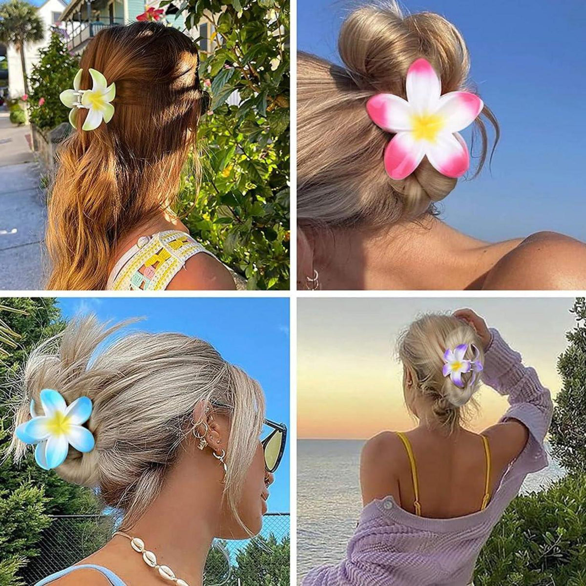 6 Blumen Haarspangen Groß Haarklammer Acryl Rutschfest