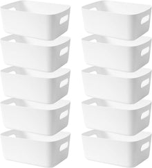 Aufbewahrungsbox Kunststoff 10 Stück Weiß 20 cm Organizer mit Griffen