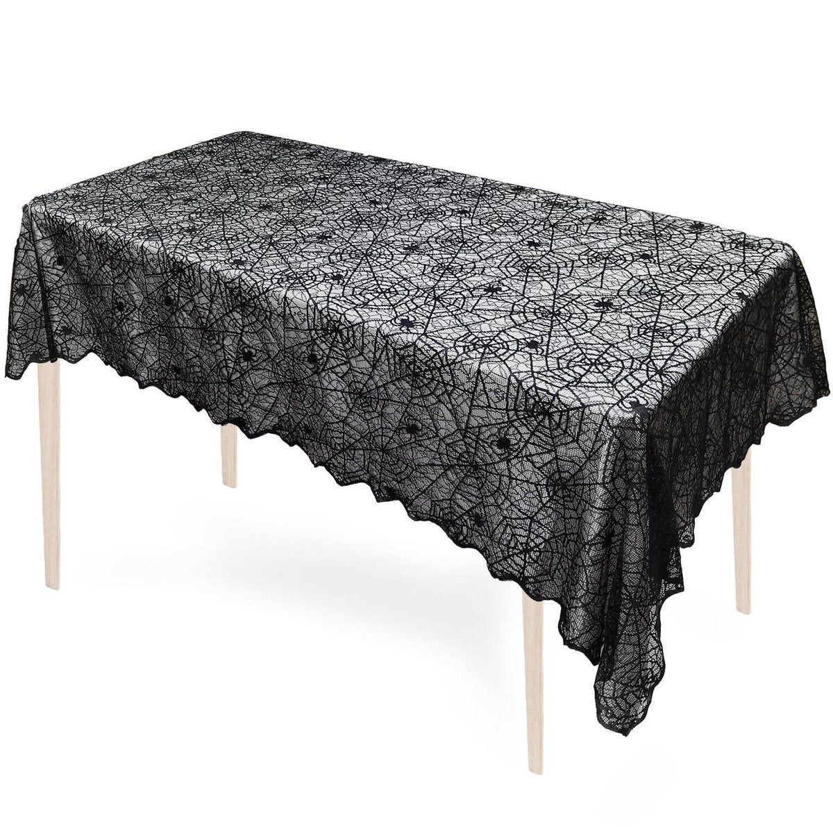 Halloween Tischdecke Spinnennetz Schwarz Spitze 152x213cm