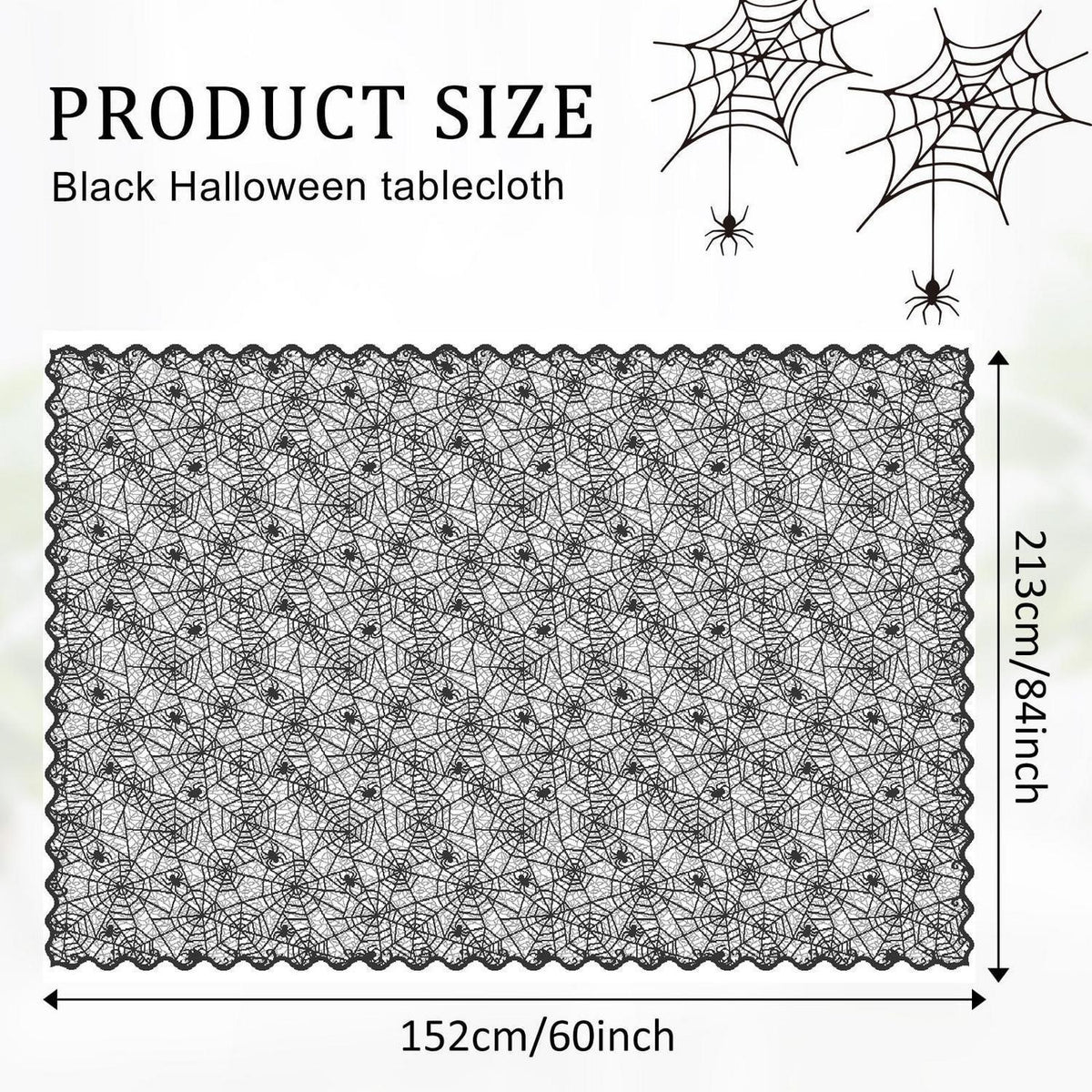 Halloween Tischdecke Spinnennetz Schwarz Spitze 152x213cm
