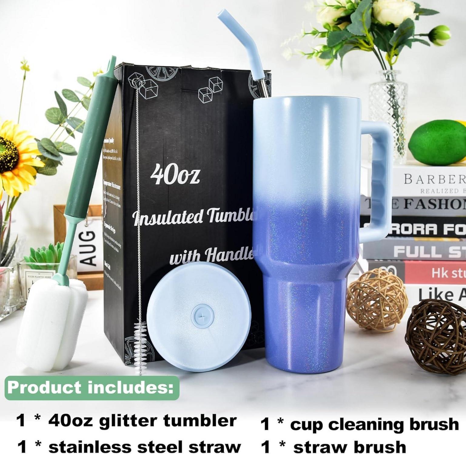 40oz Thermobecher Edelstahl Strohhalm Henkel Isolierter Trinkbecher