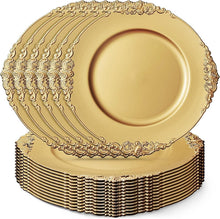 Goldene Platzteller 12 Stück mit geprägtem Rand 33cm, für