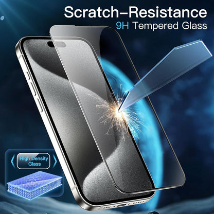 Schutzfolie iPhone 15 Pro 6,1 Zoll Schwarzer Rand Panzer Glas